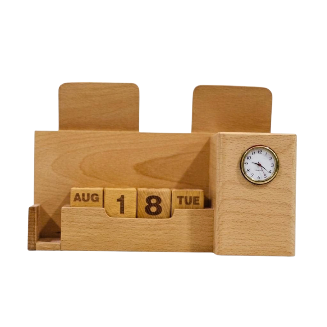 Wooden Table Calendar – Custom Name & Logo