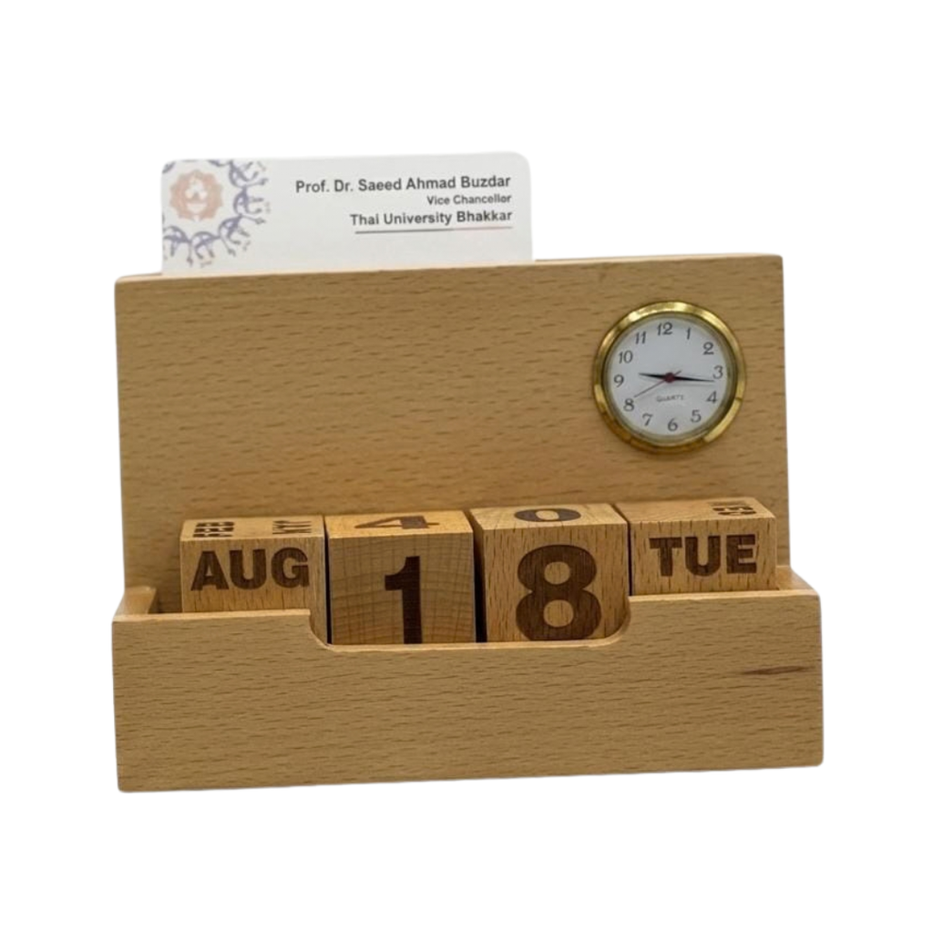 Wooden Table Calendar – Custom Name & Logo