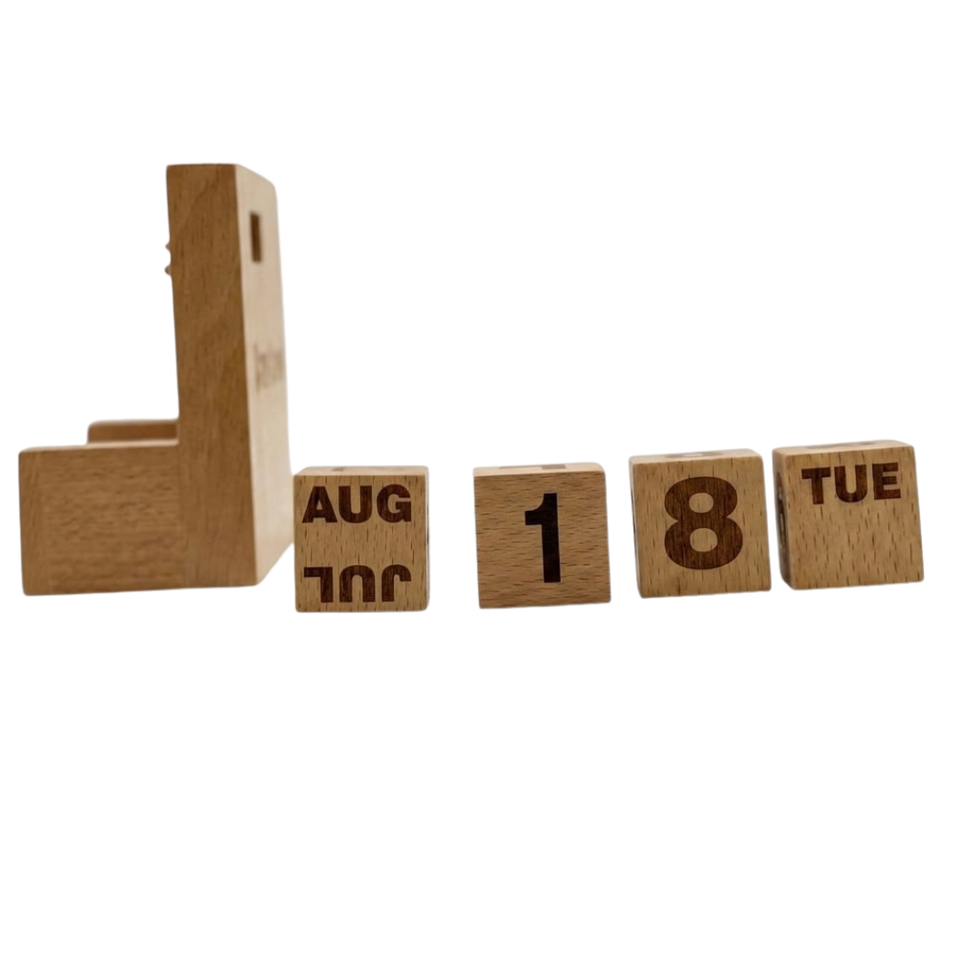 Wooden Table Calendar – Custom Name & Logo