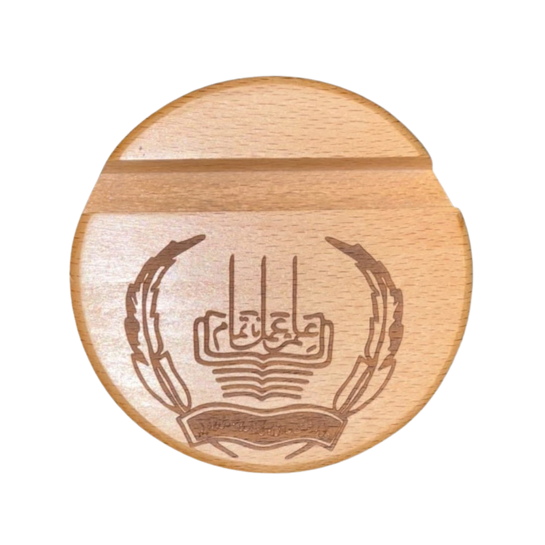 Personalized Wooden Mobile Stand – Custom Logo & Name